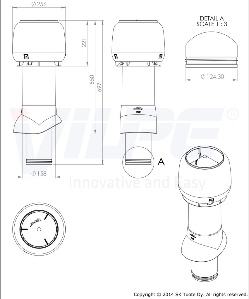 734402 Вентиляционный выход 125/160/500 (черный) чертеж