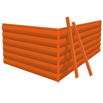 Фото сайдинга металлического (металлосайдинга) царьсайдинга Бревно Рубленое 4Д RAL2004 Апельсин для фасада дома