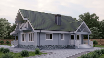 Черепица Ондулин цвет зеленый на крыше дома фото1